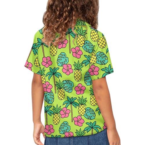 Image of Kids Hawaiian Shirt Quick Dry Button Up Flamingo Tropical Print Classic for Boys Girls 3-16 Years Old