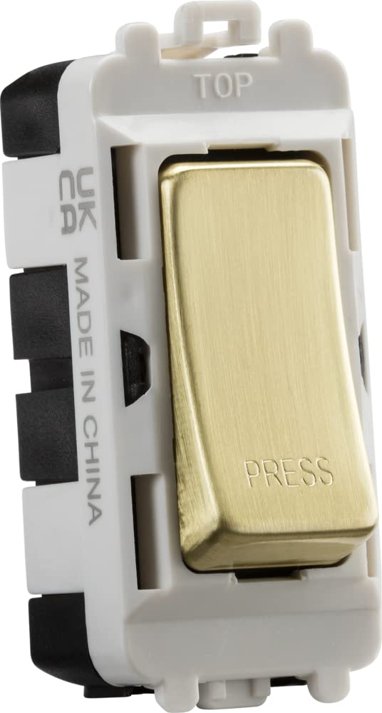 Knightsbridge 20AX 2 way retractive SP module (marked PRESS) - brushed brass