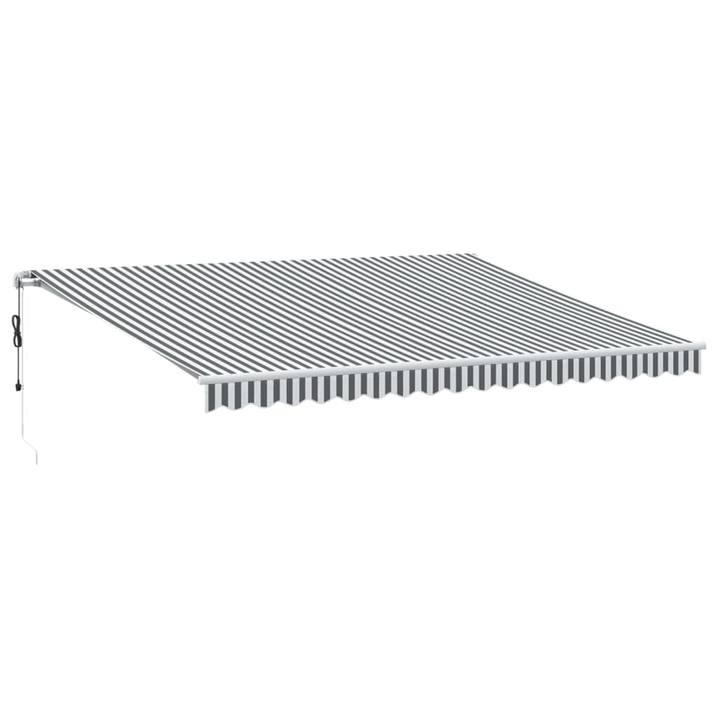 Automatische Markise Anthrazit & Weiß 450x350 cm mit Fernbedienung, UV-beständiger Stoff und pulverbeschichteter Aluminiumrahmen für Terrasse und Balkon, verstellbar in Höhe
