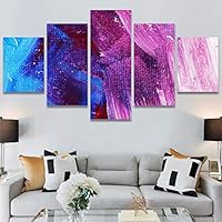SIGNWIN 5 Panel Canvas Wall Art Modern Art Contemporary Digital Art Dramatic Geometric Multicolor Patterns for Home Decorations Ready to Hang - 60
