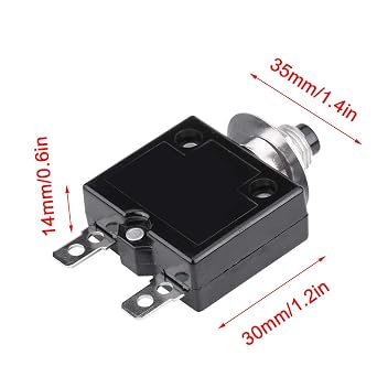 18Amp Push Button Circuit Breaker,125-250V AC 50V DC Circuit Breaker, Thermal Overload Protector L1 Series Manual Reset Thermal Circuit Breaker (18A)