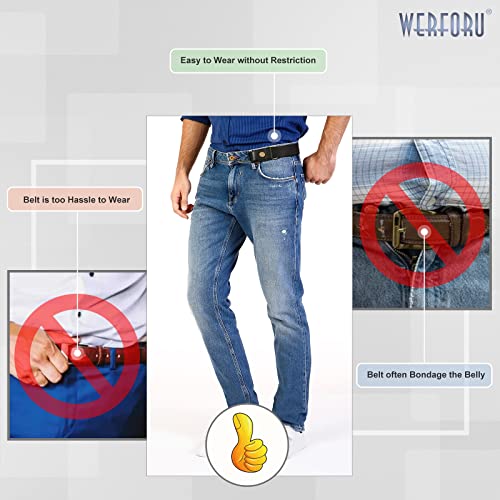 Image of WERFORU No Buckle Stretch Belt for Women and Men Elastic Waist Belt up to 72 Inches for Jeans Pants