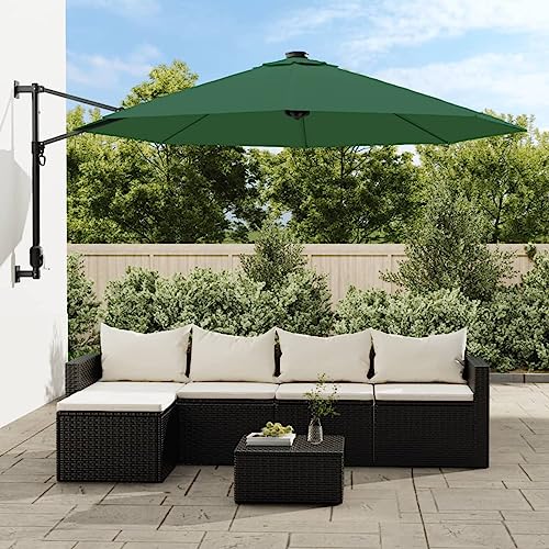 Homgoday Lona de repuesto para sombrilla en voladizo verde, 300 cm, sombrilla de jardín, playa, pesca exterior, cortavientos, portátil, para balcón, terraza, exterior, piscina