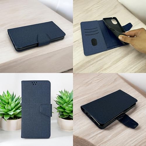 Image of SBMS Flip Cover for Nothing Phone (3a) Lite Back Cover Case with Magnatic Closure | Genuine Leather Finish | Inbuilt Stand | Card & Money Pocket | Wallet Style Flip Back Case Cover (Mat Blue)