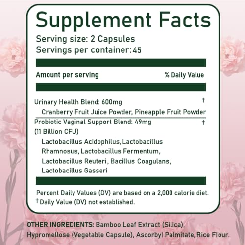 Image of Feminine Balance & Hormone Support Capsules - Vaginal & Urinary Wellness, Healthy Flora, Hormone Health, Energy Vitality - LactoSpore, Cranberry, Pineapple & Primal Organ Blend, 30 Count