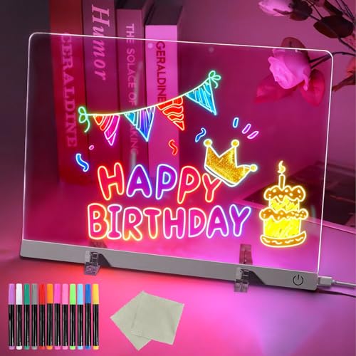 Mémo,Message Board 35x25CM,Tableau d'Affichage LED,Lumineuse Message,Acrylique Lumineuse Message LED,Tableau Lumineux en Acrylique,Contrôle Tactile,pour...