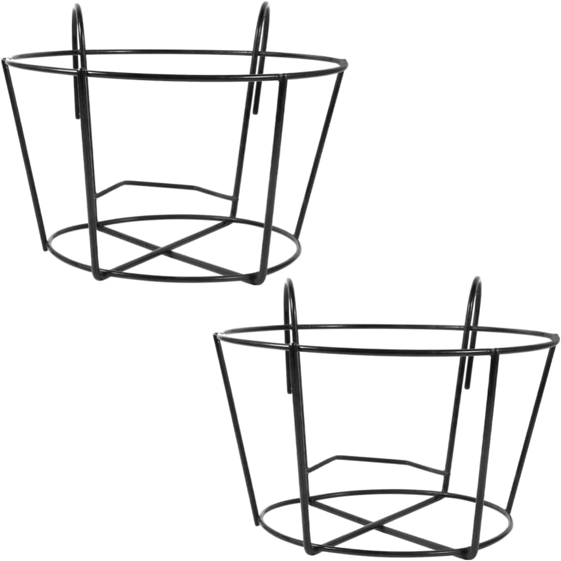2Pcs XL Iron Hanging Flowerpot Bracket Durable Plant Pot Holder for Balcony Black Creative Design for Space Saving Easy Watering
