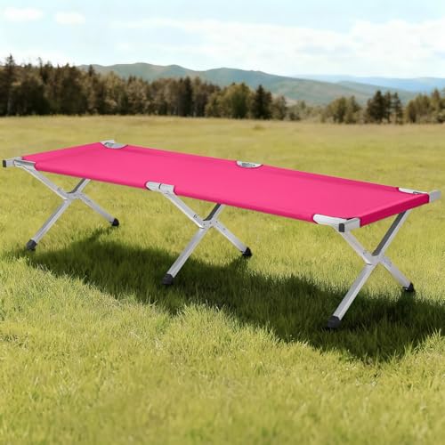 Image of Portable Folding Camping Cot,Lightweight Camping Cots for Adults,Folding Tent Camp Cot Bed,Indoor Outdoor Travel Sleeping Cots,with Carrying Bag,for Patio Hiking Picnic Beach Fishing (Army Pink)