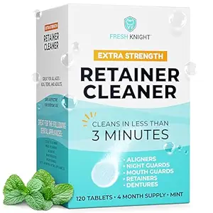 Retainer Cleaner Tablets 120 - Invisalign Cleaner - Denture Cleaner. Efferdent Retainer Cleaner Tablets, Night Guard, Mouth Guards, Aligners & Dental Appliance Cleaner - 4 Month Supply.
