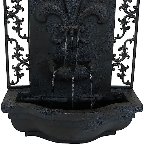 Image of Sunnydaze French Lily 33-Inch Electric Outdoor Wall Water Fountain - Lead