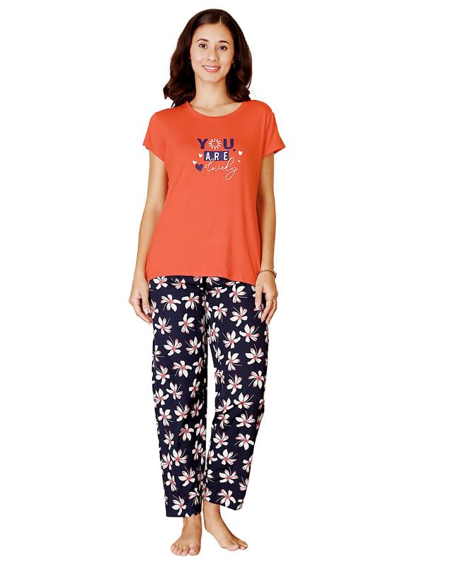 bodycare Women's Cotton Printed T-Shirt and Payjama Set | Soft & Breathable Nightwear | Short Sleeves | Loungewear Co-Ord Set BSLS15017-picture-44
