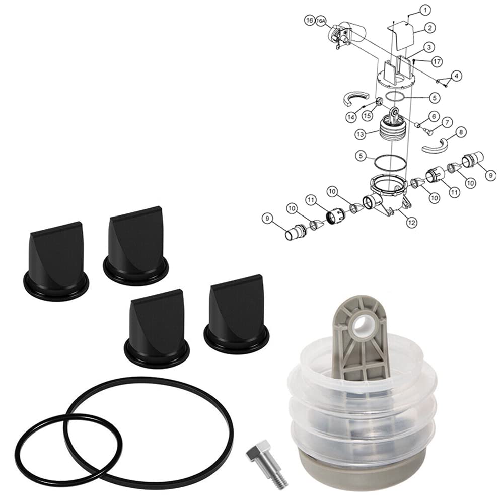 Kit soffietto pompa adatto per Dometic 385230980 kit soffietto pompa e 4 pezzi 385310076 valvola DB 1-1/2" kit valvola a becco d'anatra nera e 2 confezioni 385310151 kit O-Ring sostituire per Dometic