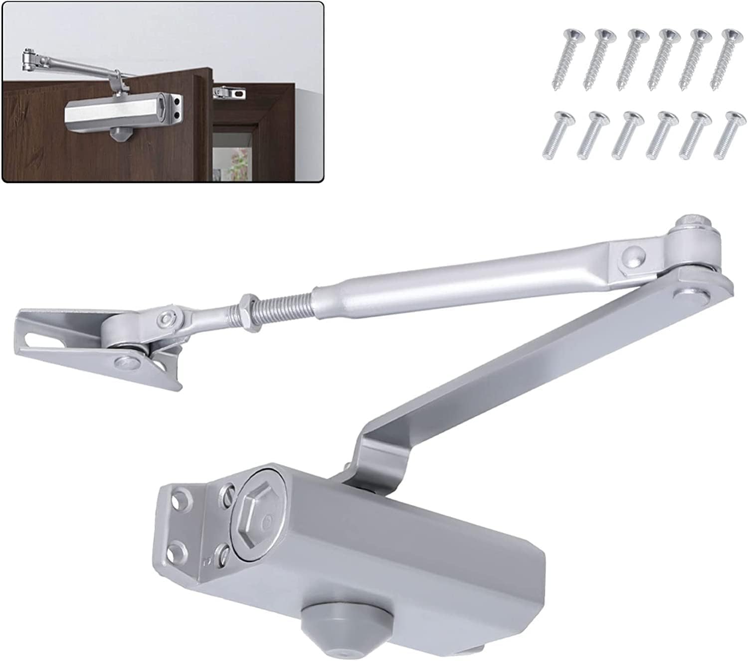 Ferme-porte automatique, fermeture automatique hydraulique, fermeture douce, sans claquement, convient aux portes de 60 à 83,5 kg, 88,9 à 119,4 cm pour un usage domestique et commercial