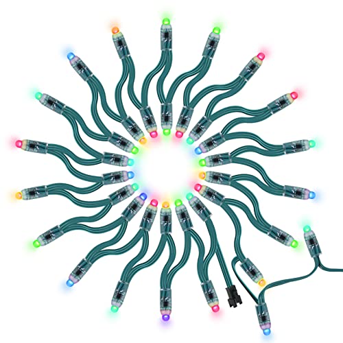 Image of BTF-LIGHTING WS2811 Diffused Digital RGB LED Pixel String Light 12mm Individually Addressable Round LED Module 50pcs /String IP68 Waterproof DC 5V