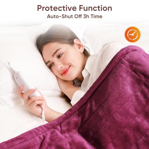 Mlivrom Electric Heated Throw Blanket With 6 Heating Levels & 1-3 Hrs Timer Auto-Off,Fast Heating Fleece Warm Bedding Blanket For Whole Body,Etl Certification,Machine Washable thumb #4
