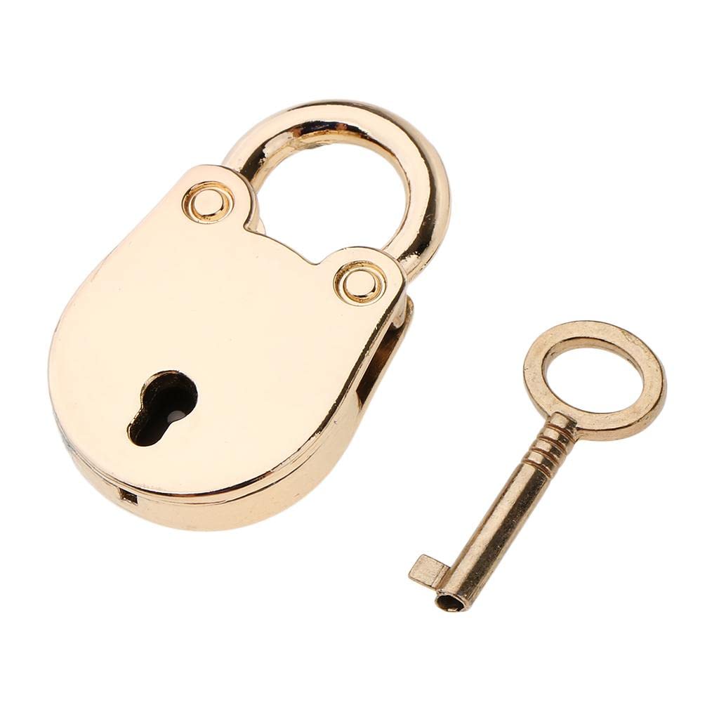 Vintage Padlock Mini Security Lock with Key for Diary Luggage Light Gold-image-42