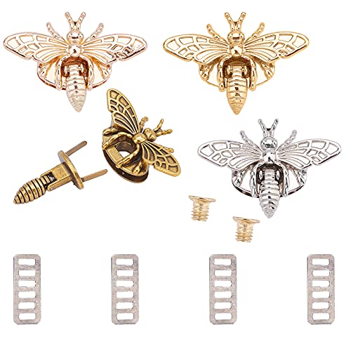 Image of GORGECRAFT 4 Sets Turn Lock Bee Shape Bag Clasps Closures Latch Metal Hardware Clip Clasp Buckles for Purse Handbag Backpack Craft Making