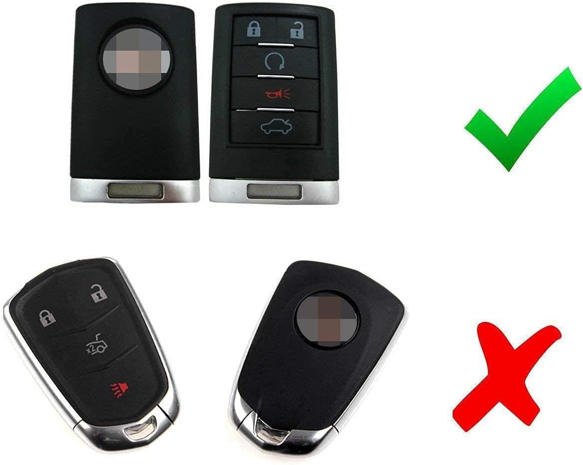 iJDMTOY Black Soft Silicone Smart Key Fob Cover Case, Compatible with Cadillac Escalade ATS CTS DTS XTS SRX, Compatible with Chevy C7 Corvette, etc