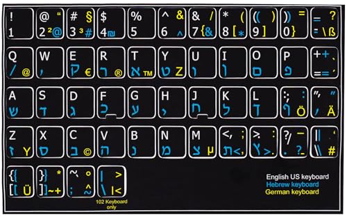 Pegatinas para Teclado Hebreo Alemán Inglés Vinilo miniatura 2