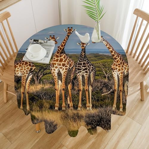 Nappe ronde girafe en polyester de 152 cm pour table de cuisine - 8