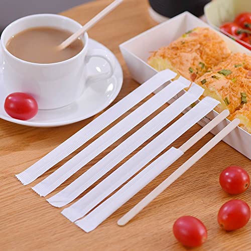 MFJUNS 200pcs Individually Wrapped Coffee Stirrers Wood - 5.5" Coffee Stir Sticks, Round End Disposable coffee stirrer, For Coffee, Cocktail and Hot Drinks - image 4