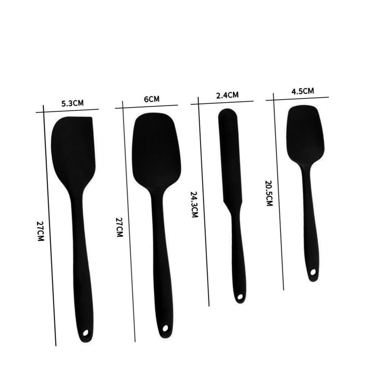 de Espátulas de Silicona para Raspar Mermelada y Crema Juego de 9 Piezas Negro Utensilios de Cocina para Repostería y Mezcla Eficaz