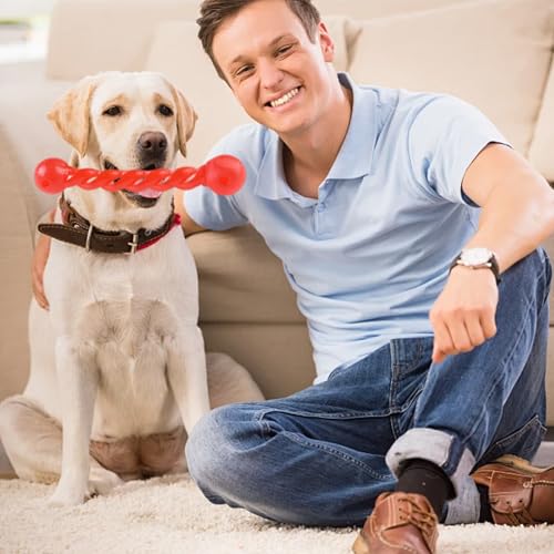 Mirrwin 2 Stück Hundespielzeug für Zähne, Hundespielzeug Wurfstick aus Gummi Gummispirale Kauknochen Robustes Kauspielzeug für Hunde Interaktiv für Kleine, Mittelgroße und Große Hunde, 18cm+28cm