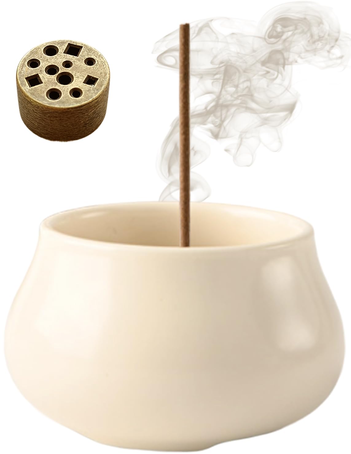 Palm-Size Ceramic Incense Burner, Modern Minimal