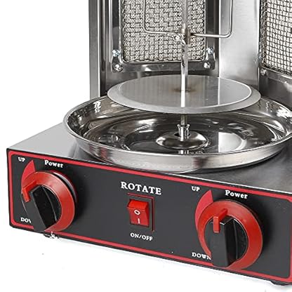 2 Brenner Gas 3000W Edelstahl Döner Kebab Maschine Dönergrill Tischgrill BBQ Grillofen Vertikale Broiler Gaskochmaschine Spinnen Döner Kebab Shawarma Gyro Grill – Bild 8