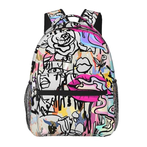 Graffiti Laptop Backpack for Travel Lightweight Bookbag Large Capacity Cute Bag Casual Daypack