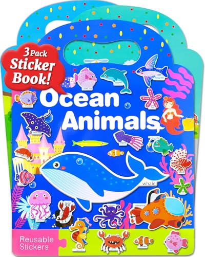 Image of Benresive Reusable Sticker Books for Toddlers, 3 Sets Travel Stickers for Kids, Toddler Sticker Book, Crafts Activities for Toddlers, 3 and Up Birthday Gifts Travel Toys
