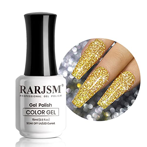 Esmalte en gel con brillo dorado RARJSM 15ml miniatura 1
