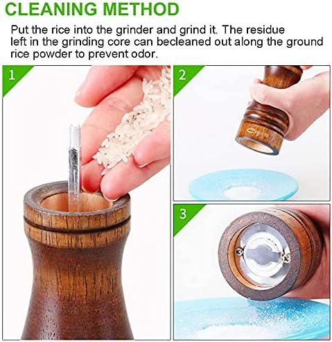 Felovr Pepper and Salt Mill, Wooden Adjustable Pepper Grinder Spice Grinder for Professional and Home Kitchen Use (5inch*2) 4