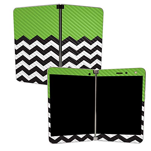Image of MIGHTY SKINS MightySkins Carbon Fiber Skin for Microsoft Surface Duo - Lime Chevron | Protective, Durable Textured Carbon Fiber Finish | Easy to Apply, Remove, and Change Styles | Made in The USA