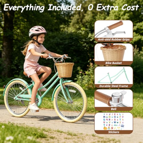 Image of Glaf 12 14 16 18 20 24 Inch Girls Bike for 2-15 Years Old Kids Bike Bicycle | with Training Wheels, Toddler Bike,Girls Cruiser Bicycle, with Adjustable Seat and Handlebar