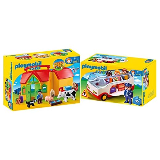 PLAYMOBIL 1.2.3 Granja Maletín, A Partir De 1.5 Años (6962), Color, Modelo Surtido + 1.2.3 Autobús, A Partir De 1.5 Años (6773)