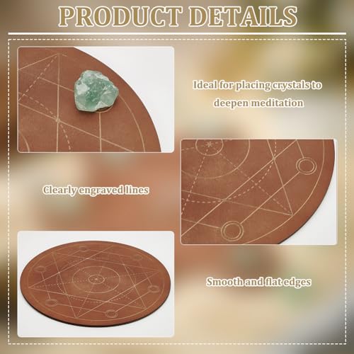 FINGERINSPIRE Wooden Crystal Grid Board 25.4cm Diameter Round Sacred Geometry Energetic Grids Board Metatron's Cube Crystal Grid Plate for Witchcraft Wiccan Altar Ritual Sacred Space Decor - Image 4