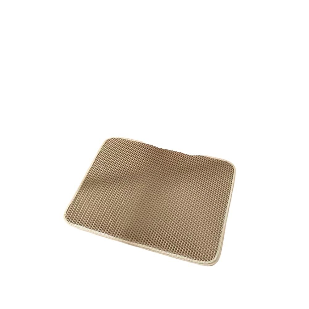 Cat Litter Mat Double Layer Pet Box Sand Pad Washable Bed Clean Products(Khaki,30X30CM)
