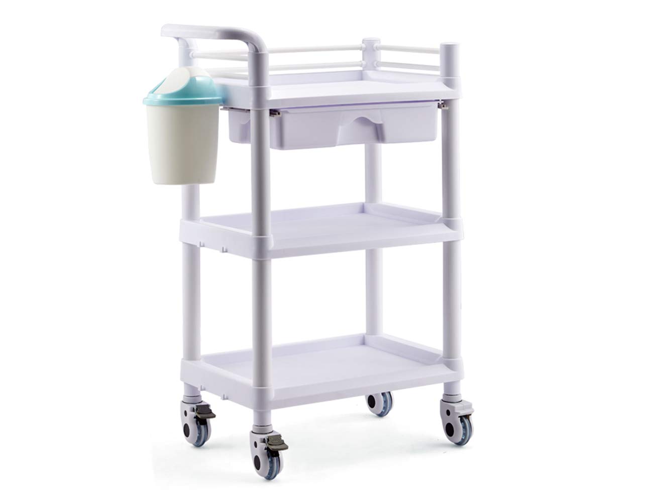 Salon Furniture Spa Beauty Trolley Rolling Cart with Waste Bin Two Or Three Layers 6 Types Optional Elitzia ET005 (White 3 Layers with Drawer and Waste Bin)-image-19