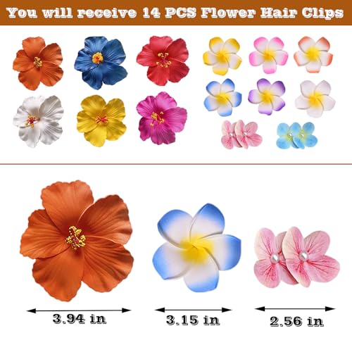 14 Pinzas para cabello con flores Plumeria hawaianas miniatura 2