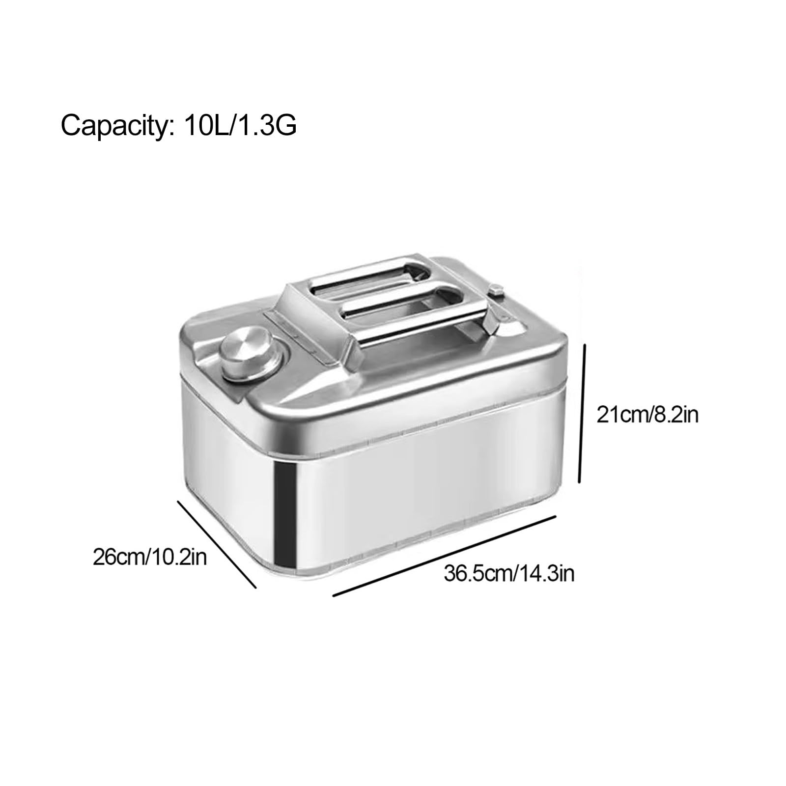 Bidon Gasolina Inoxidable 304, Contenedor Metálico Versátil, Bidón de Gasolina y Diésel, para Coches, Camiones y Motocicletas(10L/2.6Gla)