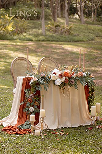 Ling's Moment 9Ft Eucalyptus And Willow Leaf Garland With White Flower, Handcrafted Wedding Sweetheart Table Centerpieces Head Table Decor Arch Backdrop Decorations For Wedding | Terracotta #TOP1