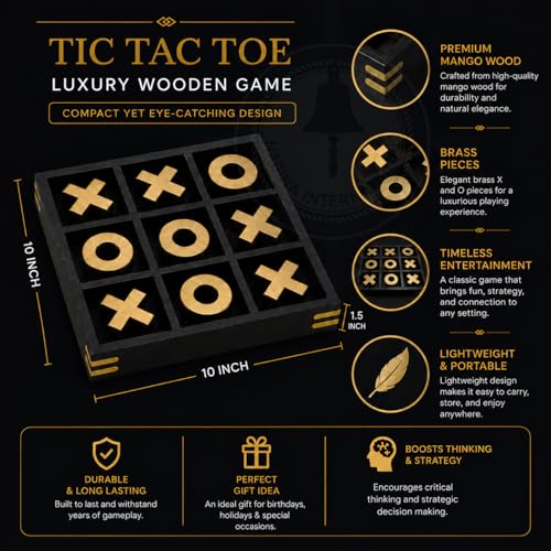 Juego de Mesa Tic Tac Toe Premium de Madera 10 Pulgadas miniatura 2