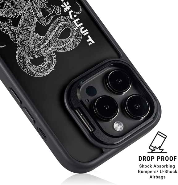 Skinit Kickstand Phone Case Compatible with iPhone 15 Pro - Officially Licensed Dragon Ball Z Negative Shenron Design