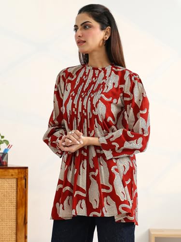 Image of Printed Cotton Blend Straight Kurti for Women