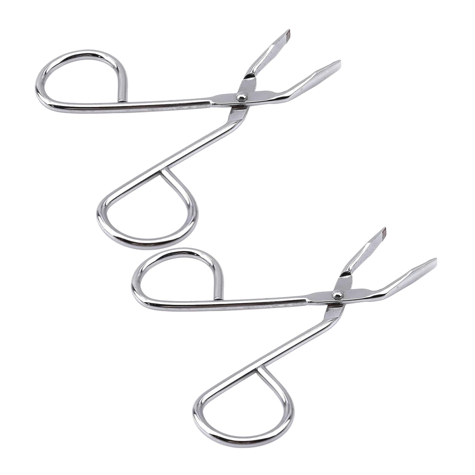 Cldaisy Silver 2Pcs Stainless Steel Eyebrow Scissors,Elbow Pliers Clip Scissors,Flat Tip Tweezers Hair Plucker Hair Removal
