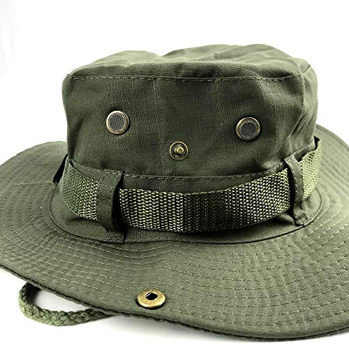 BEISIJIA Fischerhut mit breiter Krempe, Sonnenhut, UV-Schutz, Outdoor, Winddicht, Boonie Hut, Sonnenhut für Männer und Frauen, Armee-grün, One Size