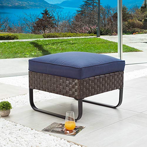 Image of LOKATSE HOME 2 Pieces Patio Ottoman for Garden Yard Deck Poolside, Blue