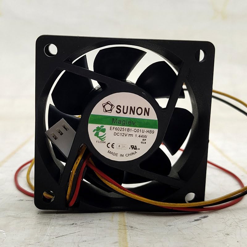 12V 0.12A 6025 Cooling Fan - EF60251B1-Q01U-HB9, 60mm x 25mm, High Efficiency, Quiet Operation, Durable Design