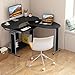 LITTLE TREE L-Shaped Computer Desk, Rotating Corner Desk & Modern Office Study Workstation, for Home Office or Living Room (Black)